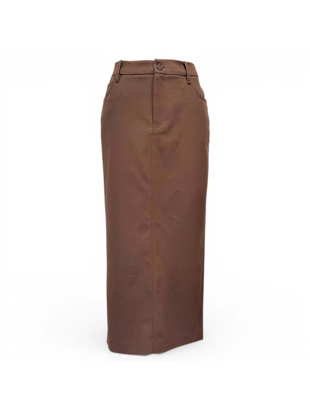 Helsa High-Rise Brown Midi Pencil Skirt